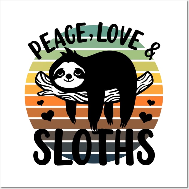 Love, Peace and Sloths Wall Art by Disentangled